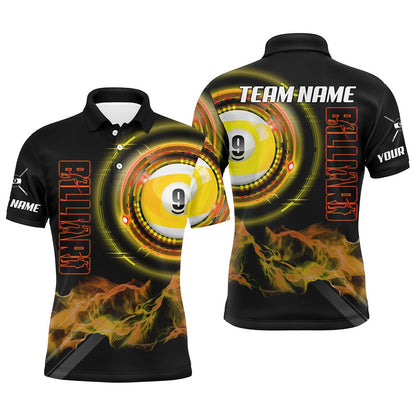 Billiard Polo Shirts, Yellow 9 Ball Pool Billiard Jerseys Custom Billiard Polo Shirts Team League Billiard Shirts, Billiards Team Shirts