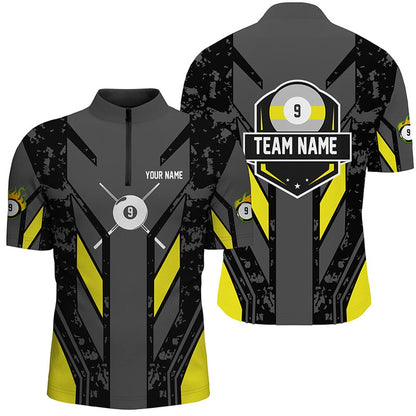 Billiard Polo Shirts, Yellow Billiard 9 Ball Pool Polo & Polo Shirts Custom Billiard Team Jerseys Attire, Billiards Team Shirts