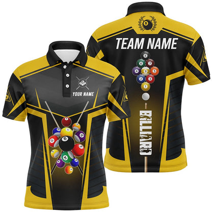 Billiard Polo Shirts, Yellow Jerseys Billiard Balls Custom Polo & Polo Shirts, 9 Ball Pool League Shirts, Billiards Team Shirts