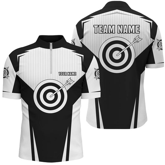 Black Archery Jerseys Men Quarter-Zip Shirts Custom Team Name Archery Uniform Jerseys, Archery Team Shirts, Custom Archery Shirts