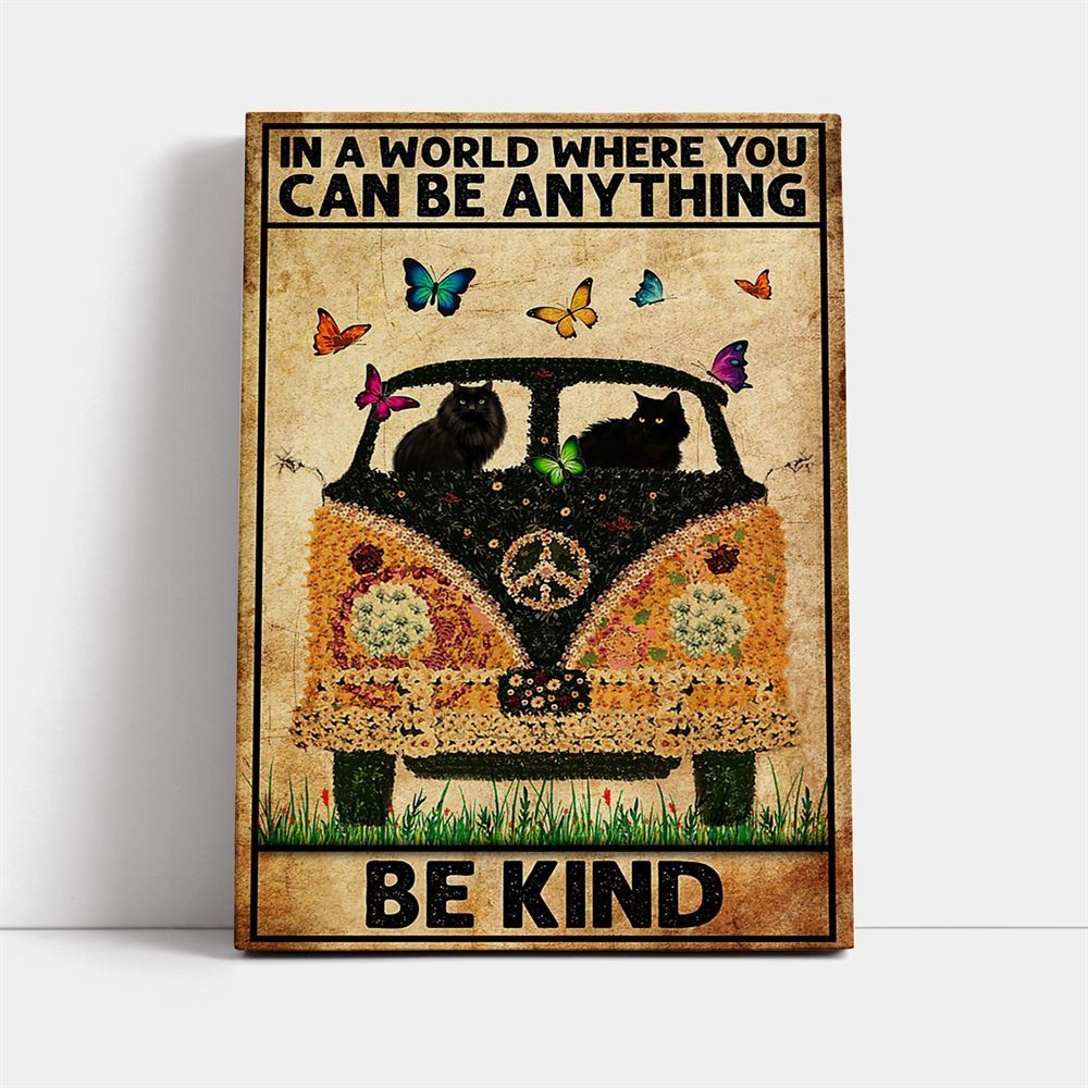 Black Cat Be Kind Cat Lover Cat Mom Canvas, Mother's Day Canvas Art, Gift For Mom, Birthday Gift, Mother's Day Wall Art