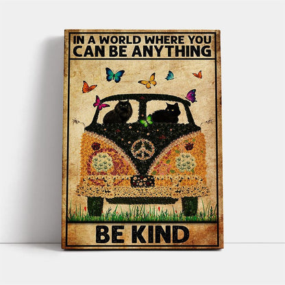 Black Cat Be Kind Cat Lover Cat Mom Canvas, Mother's Day Canvas Art, Gift For Mom, Birthday Gift, Mother's Day Wall Art