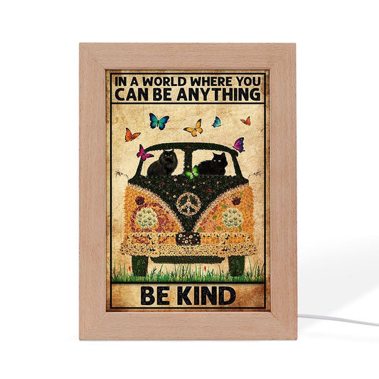 Black Cat Be Kind Cat Lover Cat Mom Frame Lamp, Mother's Day Night Light, Best Mom Ever, Gift For Mom