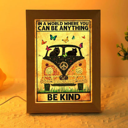 Black Cat Be Kind Cat Lover Cat Mom Frame Lamp, Mother's Day Night Light, Best Mom Ever, Gift For Mom