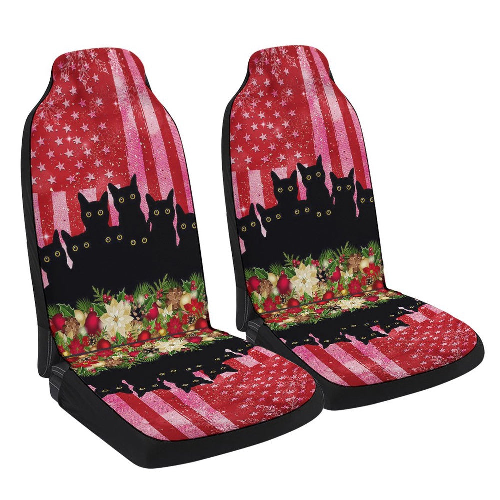 Black Cat Christmas Cars Seat Cover, Christmas Car Seat Covers, Car Decor Gift