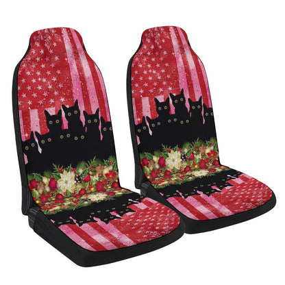 Black Cat Christmas Cars Seat Cover, Christmas Car Seat Covers, Car Decor Gift