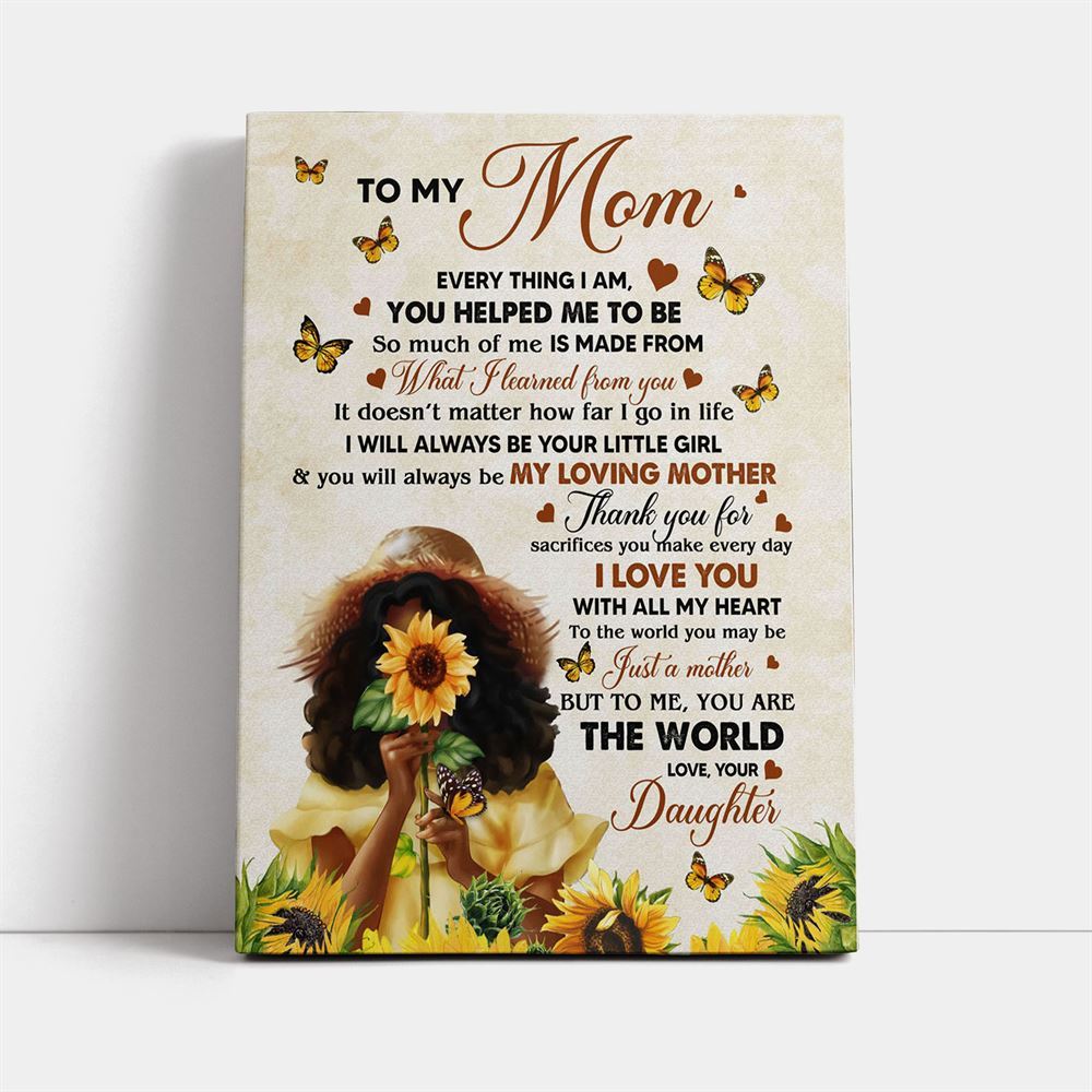 Black Daughter To My Mom Canvas, Mother's Day Canvas Art, Gift For Mom, Birthday Gift, Mother's Day Wall Art