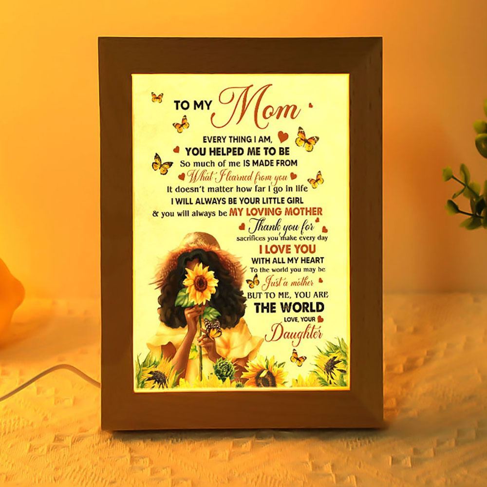 Black Daughter To My Mom Frame Lamp, Mother's Day Night Light, Best Mom Ever, Gift For Mom