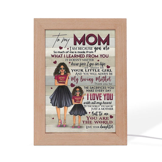 Black Daughter To My Mom Mother'S Day Gift Frame Lamp, Mother's Day Night Light, Best Mom Ever, Gift For Mom