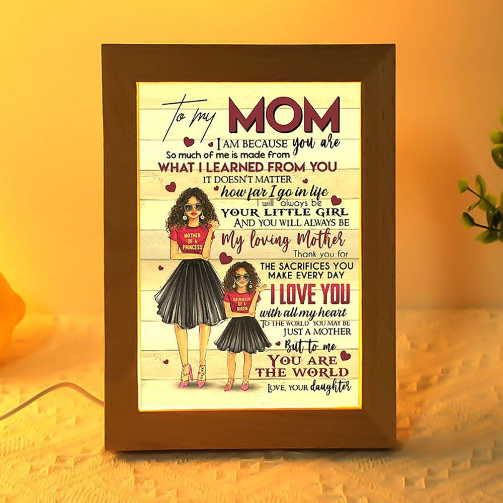 Black Daughter To My Mom Mother'S Day Gift Frame Lamp, Mother's Day Night Light, Best Mom Ever, Gift For Mom