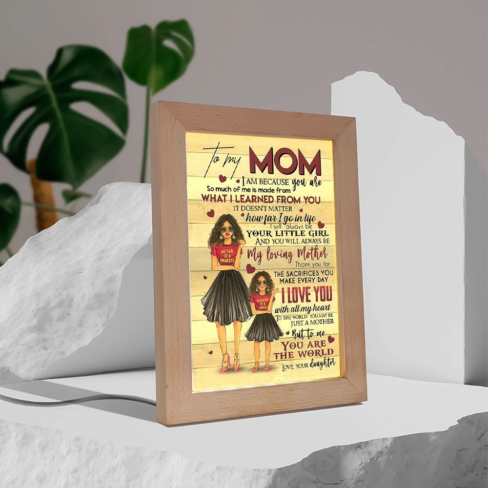 Black Daughter To My Mom Mother'S Day Gift Frame Lamp, Mother's Day Night Light, Best Mom Ever, Gift For Mom