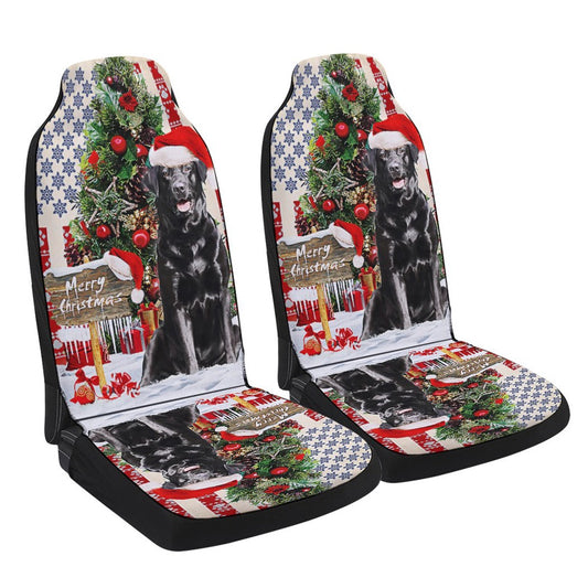 Black Labrador Retriever Dog Christmas American flag Cars Seat Cover, Christmas Car Seat Covers, Car Decor Gift