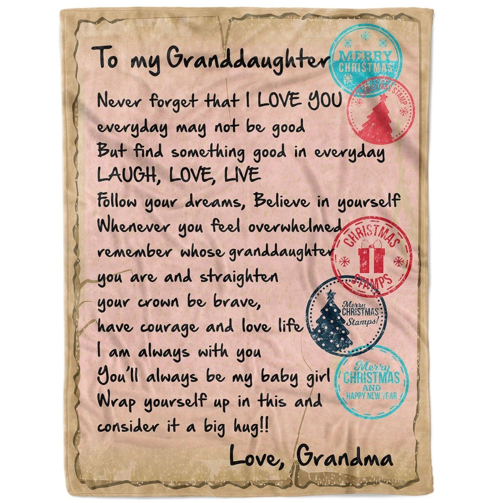 Blanket Christmas Gift For Granddaughter, Birthday Gifts For Granddaughter, Letter To Blanket, Christmas Blanket