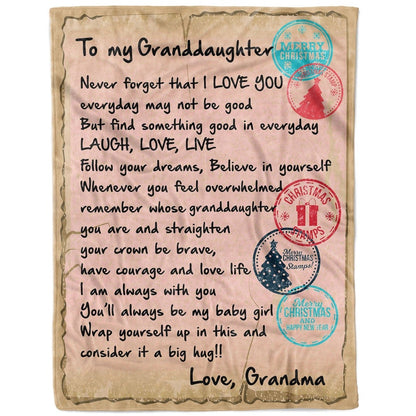 Blanket Christmas Gift For Granddaughter, Birthday Gifts For Granddaughter, Letter To Blanket, Christmas Blanket