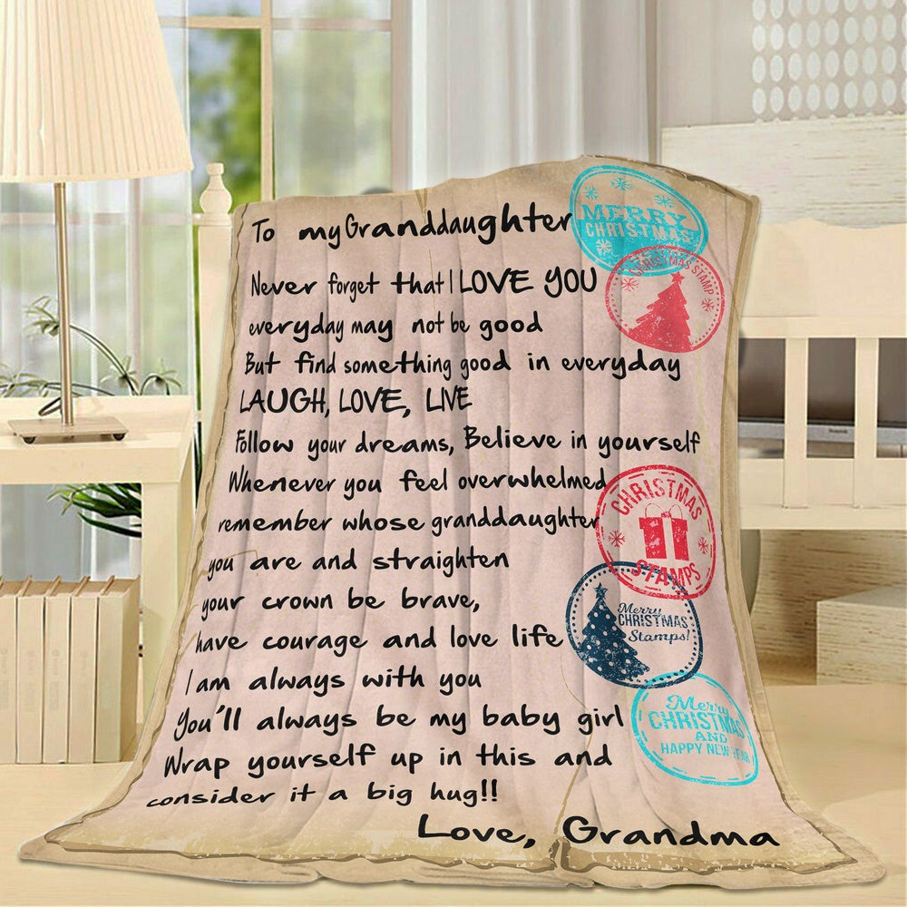 Blanket Christmas Gift For Granddaughter, Birthday Gifts For Granddaughter, Letter To Blanket, Christmas Blanket
