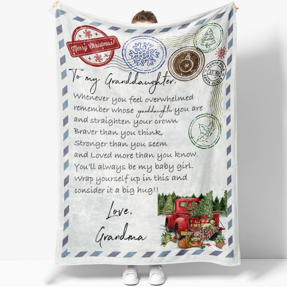 Blanket Christmas Gift For Granddaughter, Birthday Gifts For Granddaughter, Love You To The Moon Blanket, Christmas Blanket