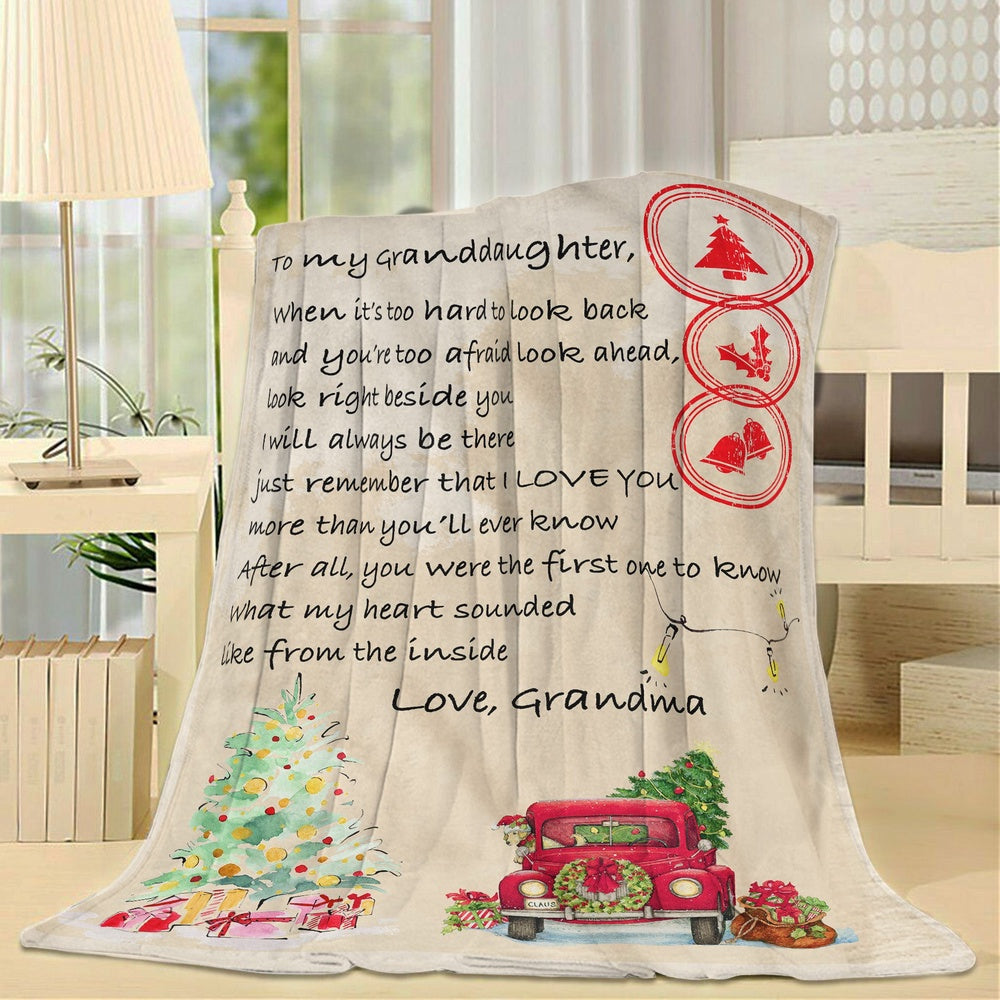 Blanket Christmas Gift For Granddaughter, Birthday Gifts For Granddaughter, Too Hard To Look Back Blanket, Christmas Blanket