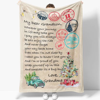 Blanket Christmas Gift For Grandson, Graduation Gifts For Grandson, Your Journey In Life Blanket, Christmas Blanket