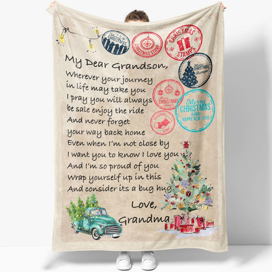 Blanket Christmas Gift For Grandson, Graduation Gifts For Grandson, Your Journey In Life Blanket, Christmas Blanket