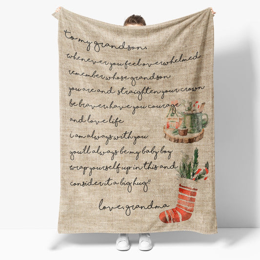 Blanket Christmas Gift For Grandson, Grandpa And Grandson Gifts, Feel Overwhelmed Blanket, Christmas Blanket