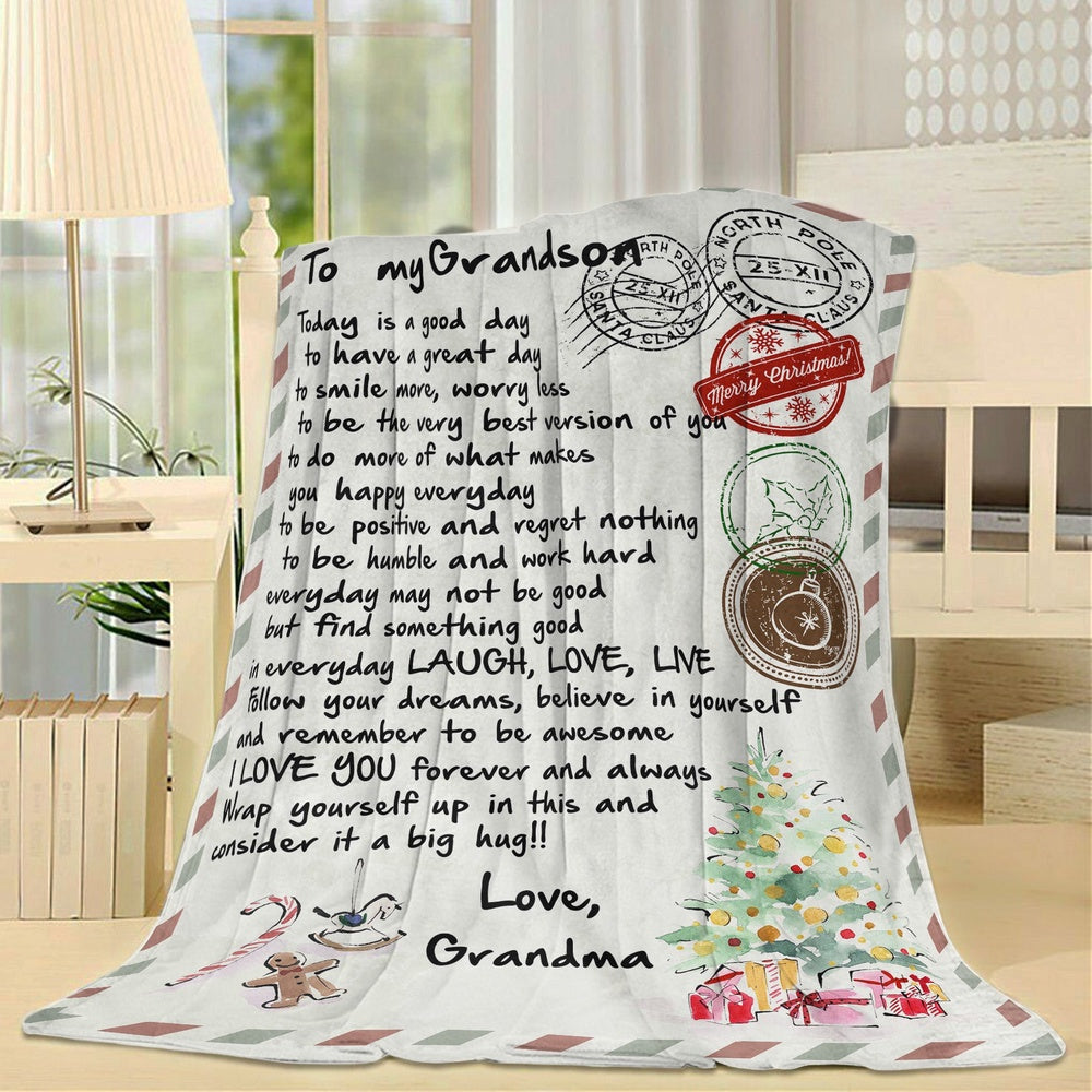 Blanket Christmas Gift For Grandson, Grandson Gifts From Grandma, A Good Day Blanket, Christmas Blanket