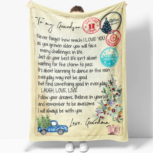Blanket Christmas Gift For Grandson, How Much I Love You Blanket, Christmas Blanket