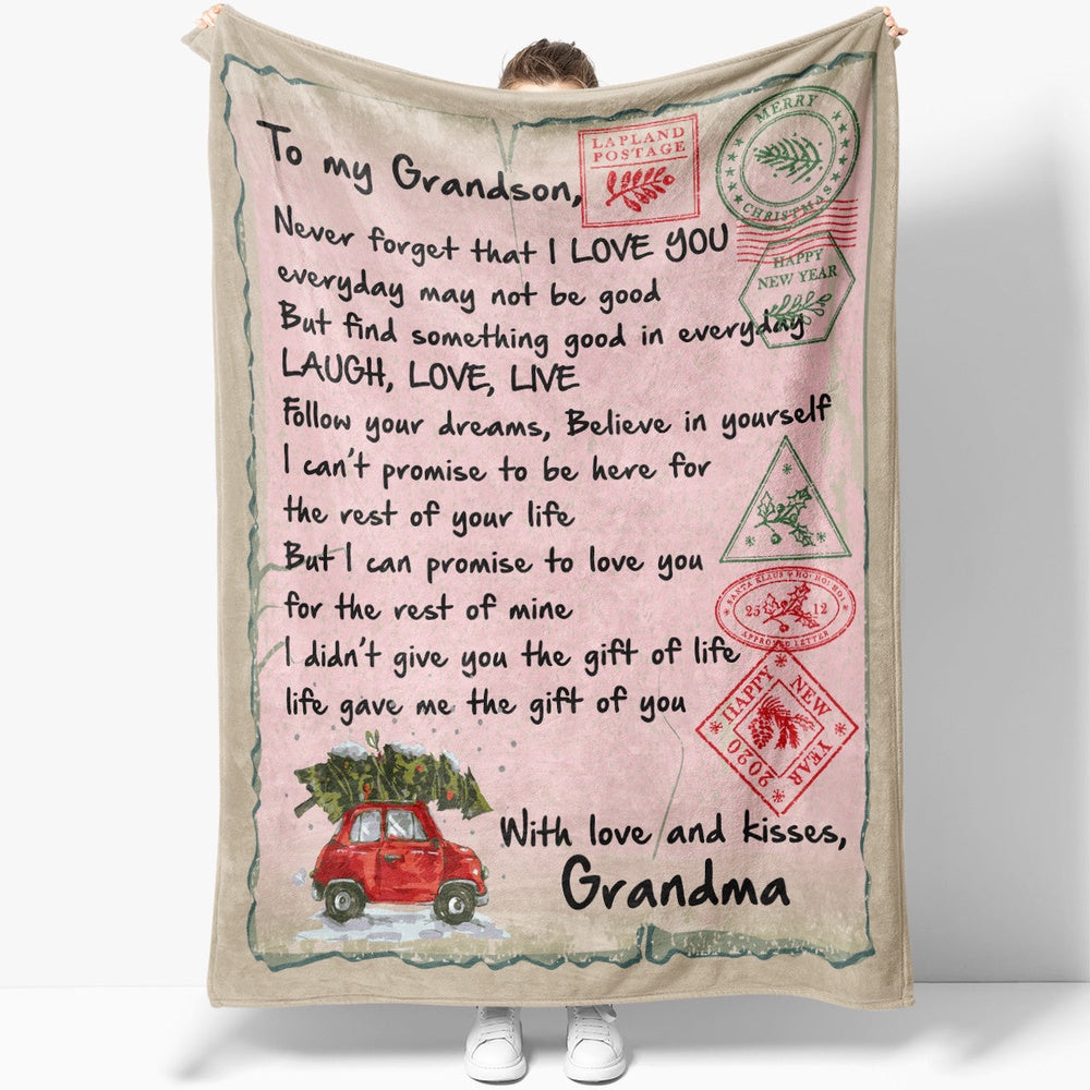 Blanket Christmas Gift For Grandson, Keepsake Gifts For Grandsons, Never Forget Blanket, Christmas Blanket