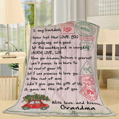 Blanket Christmas Gift For Grandson, Keepsake Gifts For Grandsons, Never Forget Blanket, Christmas Blanket