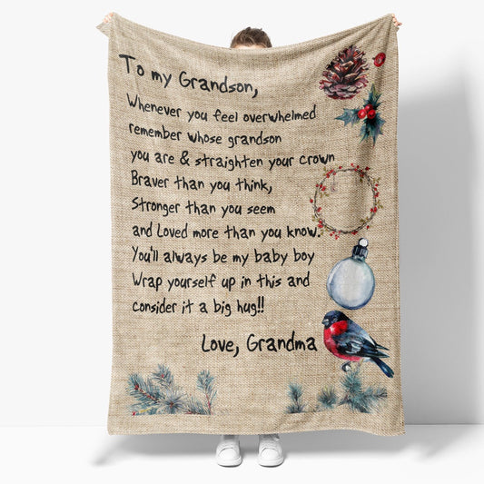Blanket Christmas Gift For Grandson, Keepsake Gifts For Grandsons, To The Moon And Back Blanket, Christmas Blanket