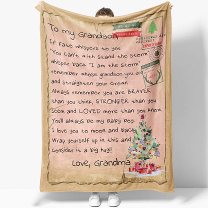 Blanket Christmas Gift For Grandson, Personalized Gifts For Grandson, Fate Whispers Blanket, Christmas Blanket