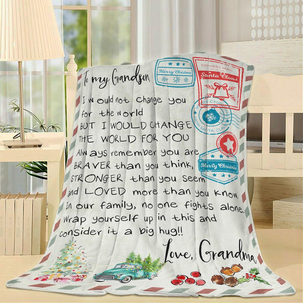 Blanket Christmas Gift For Grandson, Valentine Gifts For Grandsons, Not Change You Blanket, Christmas Blanket