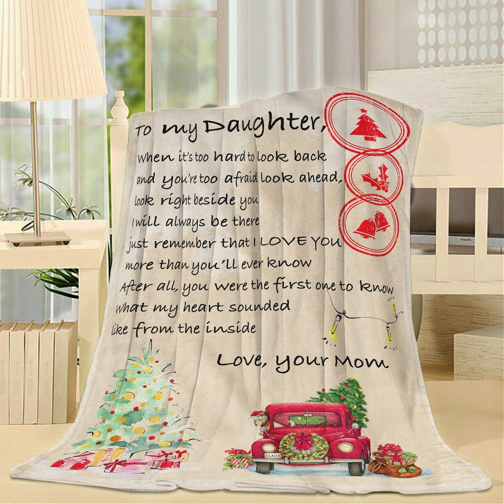 Blanket Christmas Gift Ideas For Daughter, Personalized Gifts For Daughter, To Look Back Blanket, Christmas Blanket