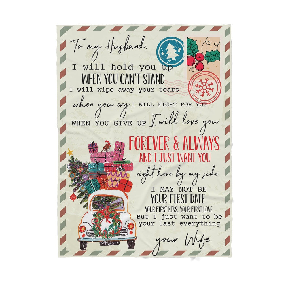 Blanket Christmas Gift Ideas For Husband Men Him To My Husband I Will Hold You Up When You Cant Stand Blanket, Christmas Blanket