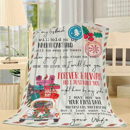 Blanket Christmas Gift Ideas For Husband Men Him To My Husband I Will Hold You Up When You Cant Stand Blanket, Christmas Blanket