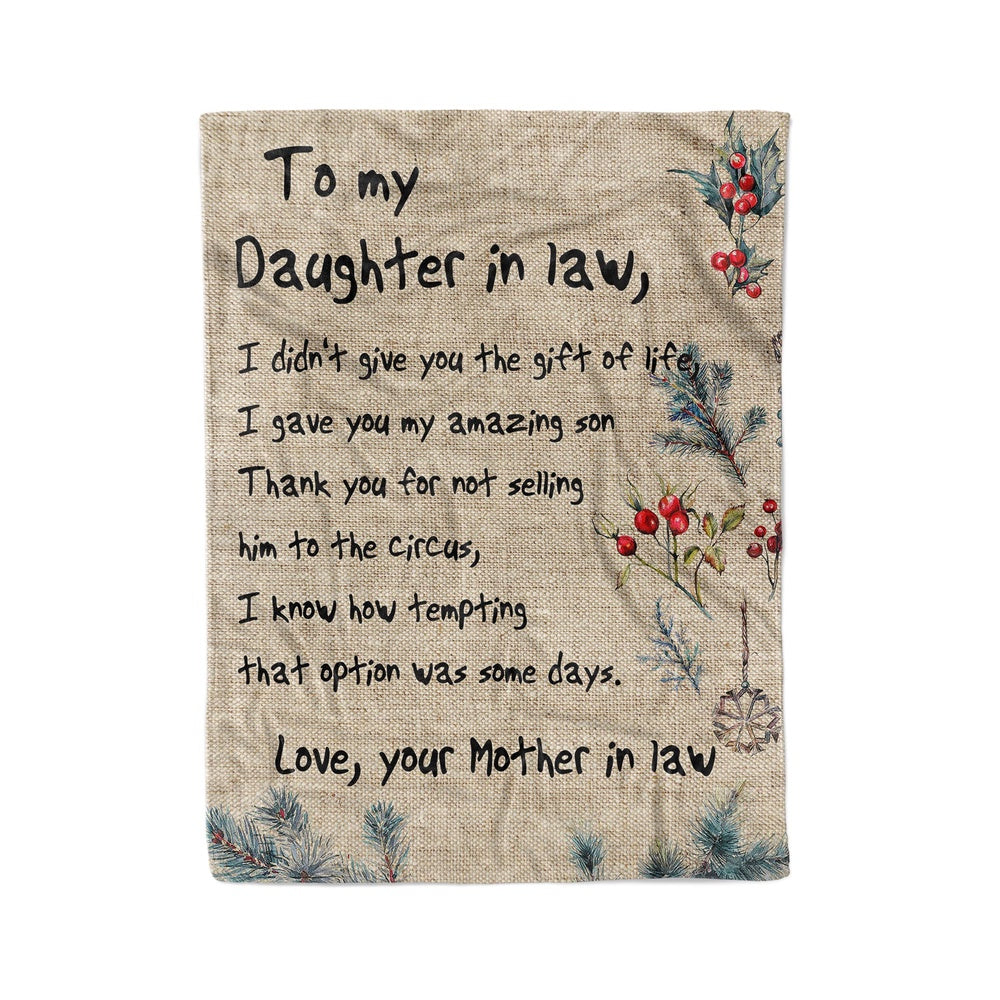 Blanket Christmas Gifts For Daughter In Law, Personalized Gifts Daughter In Law, Give You The Gift Blanket, Christmas Blanket