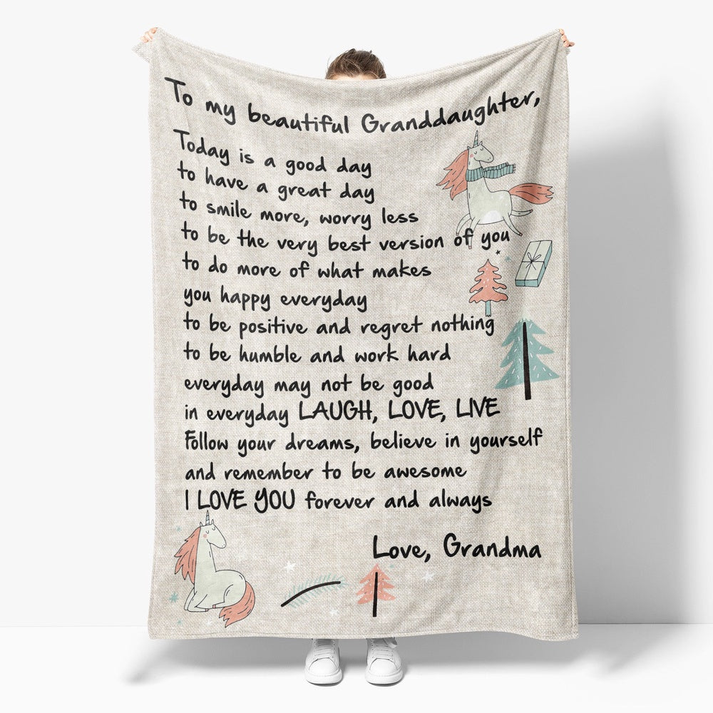 Blanket Gift For Granddaughter, Sweet Gifts For Granddaughter, A Good Day Blanket, Christmas Blanket