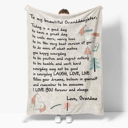 Blanket Gift For Granddaughter, Sweet Gifts For Granddaughter, Letter To Blanket, Christmas Blanket