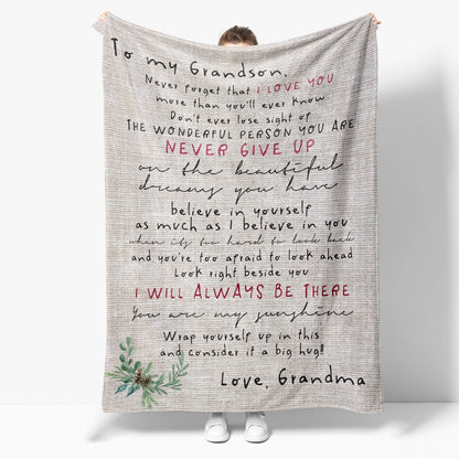 Blanket Gift For Grandson, Gifts For Grandson From Grandma, I Love You Blanket, Christmas Blanket