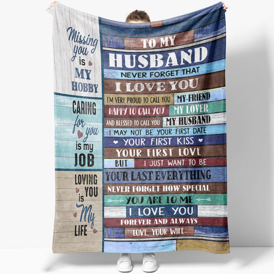 Blanket Gift For Him, Gift Ideas For Husband, Missing You Is My Hobby Blanket, Christmas Blanket