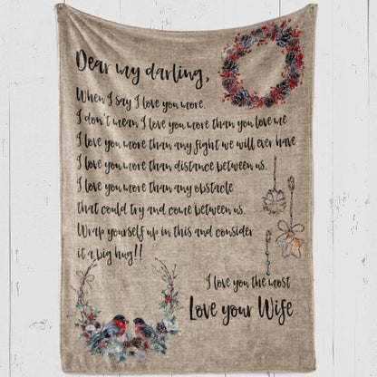 Blanket Gift For Husband, Best Gifts For Men, Dear My Darling Blanket, Christmas Blanket