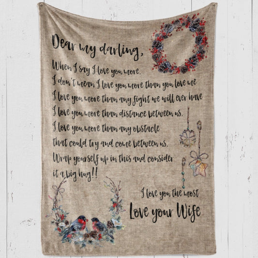 Blanket Gift For Husband, Best Gifts For Men, Dear My Darling Blanket, Christmas Blanket