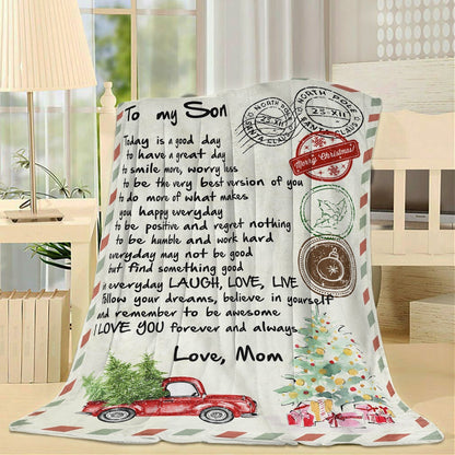 Blanket Gift For Son, High School Graduation Gifts For Son, Smile More Worry Less Blanket, Christmas Blanket
