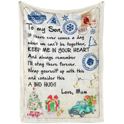 Blanket Gift Ideas For Son, Sentimental Gifts For My Son, Keep Me In Your Heart Blanket, Christmas Blanket