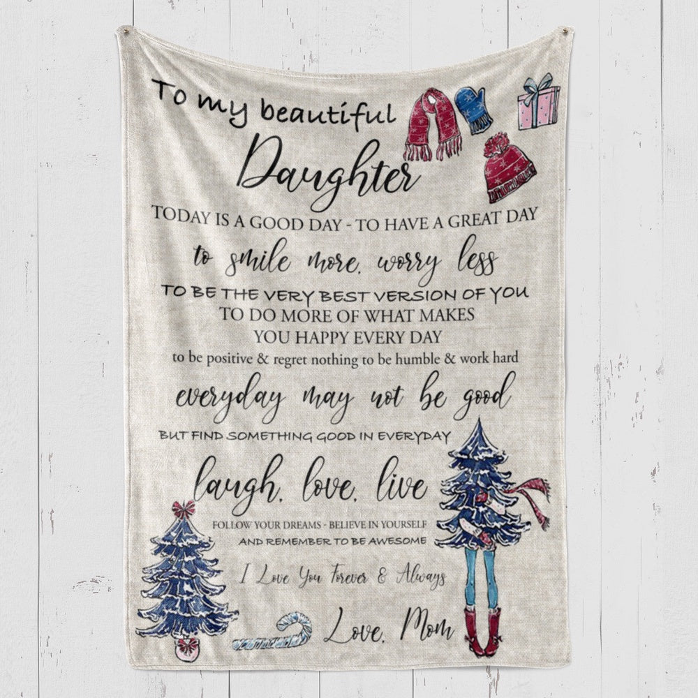 Blanket Gifts For Adult Daughter, Sentimental Gifts For Daughter From Mom, A Good Day Blanket, Christmas Blanket