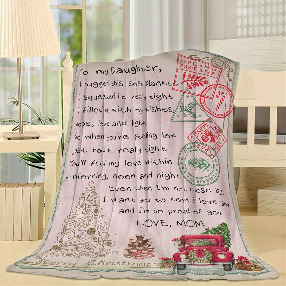 Blanket Gifts For Adult Daughter, Sentimental Gifts For Daughter From Mom, I Hugged This Blanket, Christmas Blanket