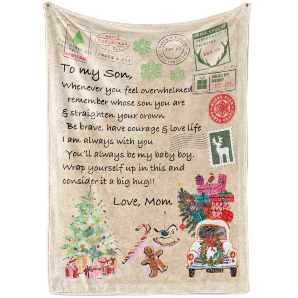 Blanket Gifts For Sons From Mothers, Gifts For 16 Year Old Son, Straighten Your Crown Blanket, Christmas Blanket