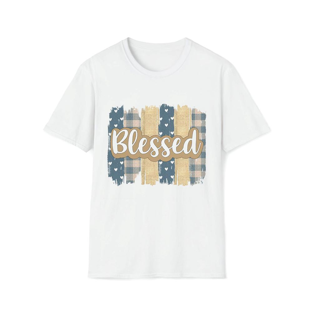 Blessed Brushstrokes Blue Hearts Burlap Premium T Shirt, Mother's Day Premium T Shirt, Mom Shirt