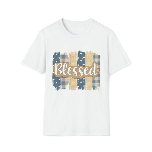 Blessed Brushstrokes Blue Hearts Burlap Premium T Shirt, Mother's Day Premium T Shirt, Mom Shirt