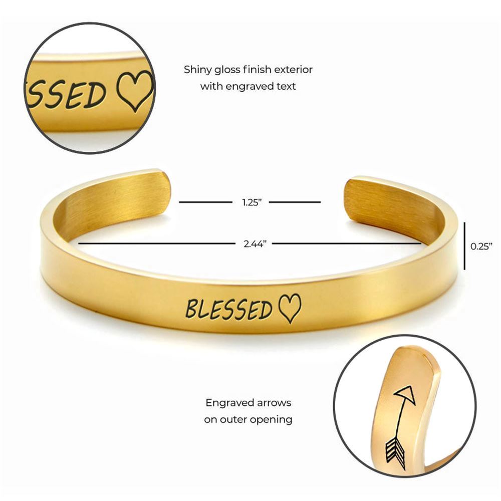 Blessed External Personalized Cuff Bracelet, Christian Bracelet For Women, Bible Verse Bracelet, Christian Jewelry