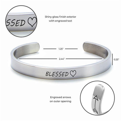 Blessed External Personalized Cuff Bracelet, Christian Bracelet For Women, Bible Verse Bracelet, Christian Jewelry